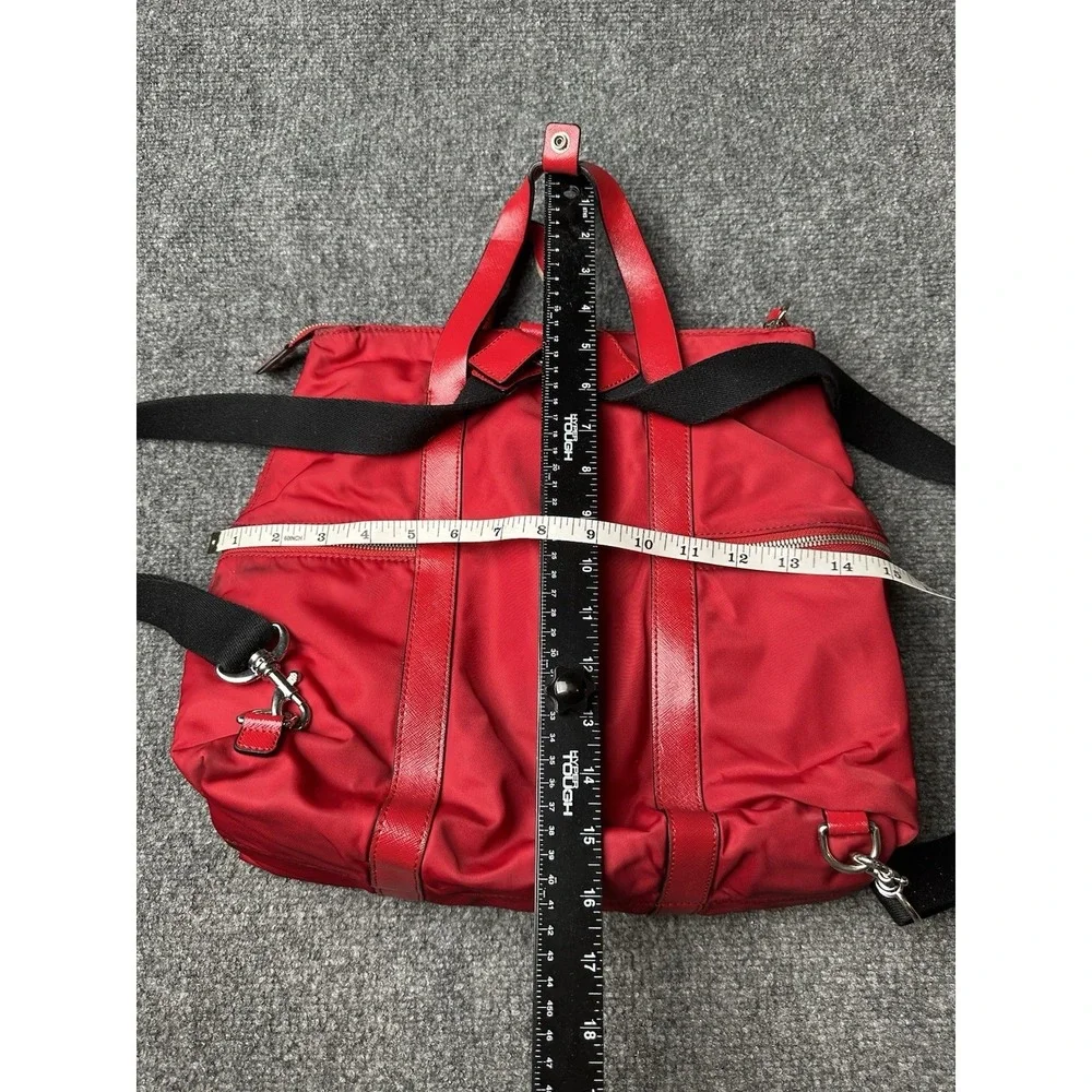 Womens Henri Bendel Red‎ Nylon Leather Trim Satchel Tote Bag, Size One Size